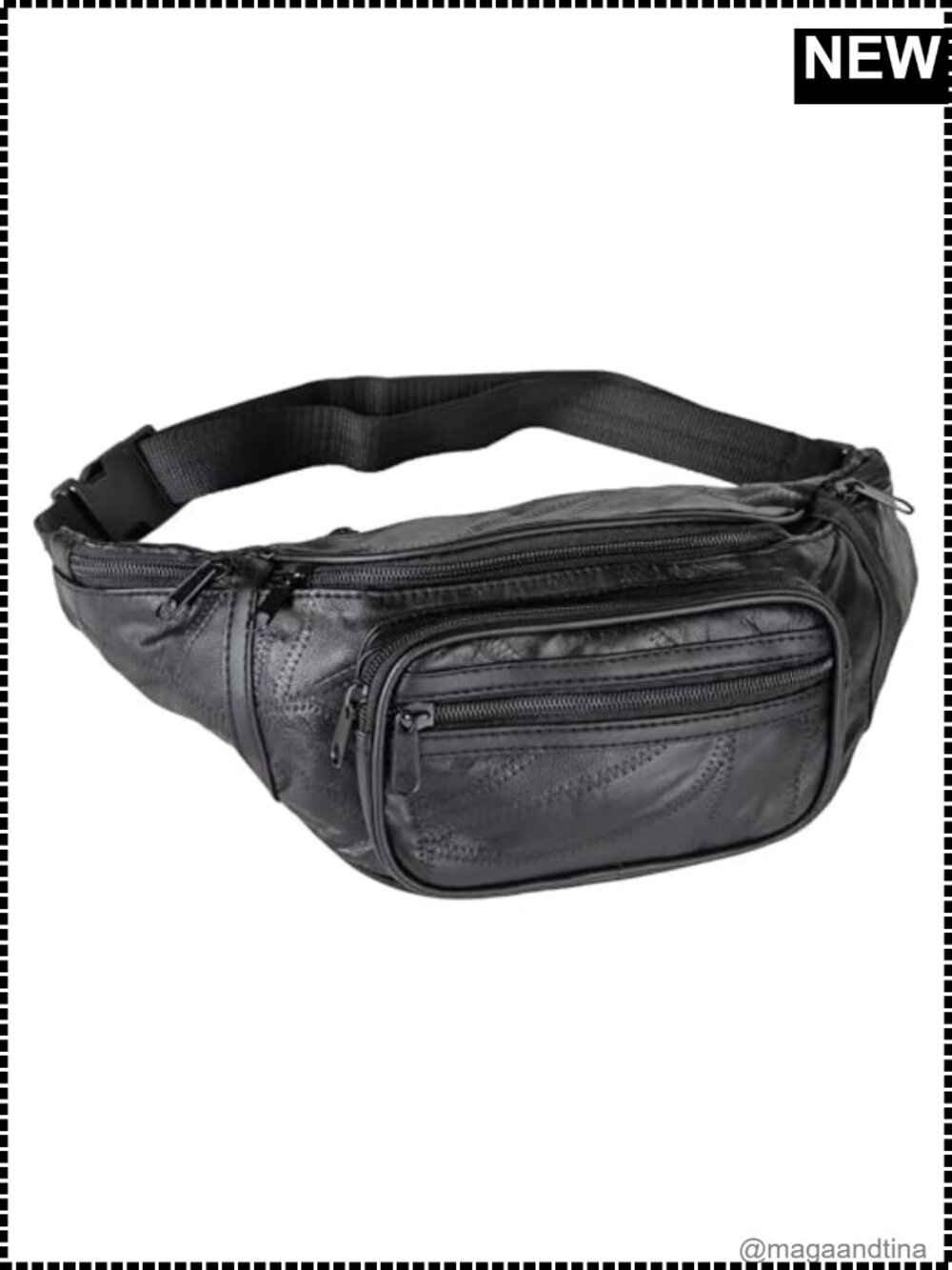Leather Fanny Pack Crossbody Waist Bag Adjustable Strap Travel Hiking